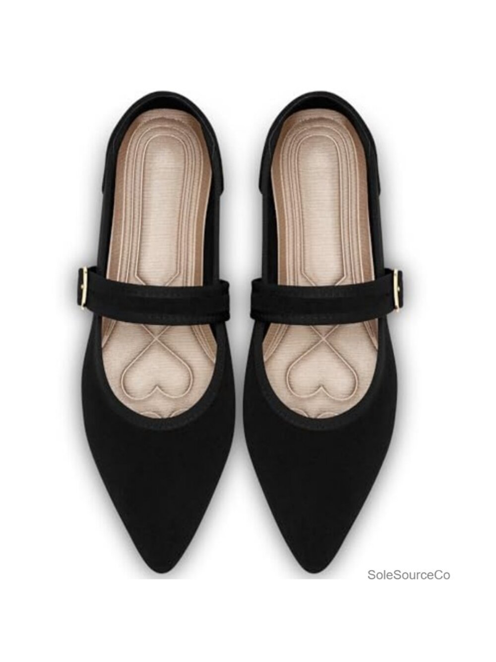 Mary Jane Ballet Flats Pointed Toe Memory Foam Non-Slip Dressy Comfort